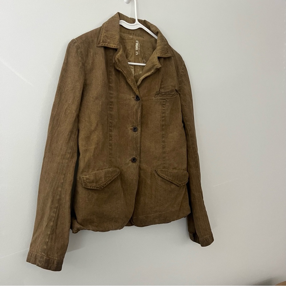 Rogan - Distressed Waxed Cotton Blazer Jacket - Brown Medium - Picture 5 of 9